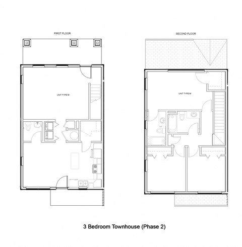 3 Bedroom 3 Bath Townhouse 2D Floorplan M Phase 2, West Park Apartments, Tulsa, OK